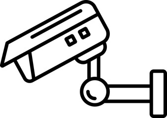 Black line art illustration of a cctv camera.  