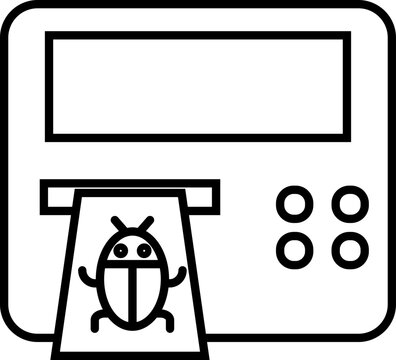 recommend clip art: ATM hacking icon isolated in black line art.
