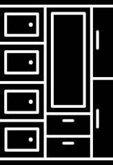 B&W cupboard or dressing table icon in flat style.