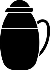 Glyph icon or symbol of pitcher in black color.