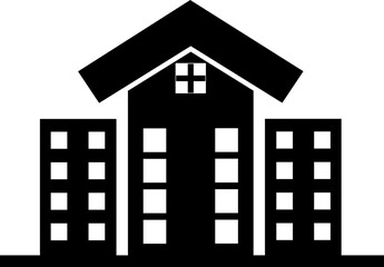 Isolated b&w hospital building. 