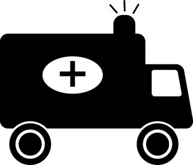B&W ambulance in flat style. 