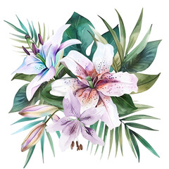 Whimsical Lily Bloom Watercolor Clipart