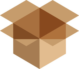 3D illustration of open delivery box in brown color.