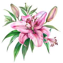 Serene Lily Illustration in Watercolor Clipart