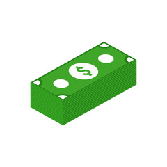 3D view of money bundel in green and white color.