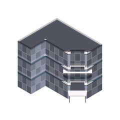Illustration of a grey isometric building.
