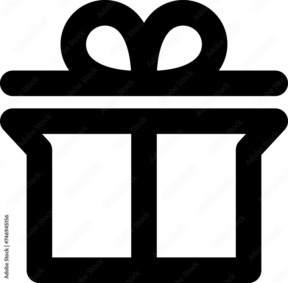 Sticker gift box icon in line art.