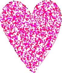 Pixel heart shape in pink color.