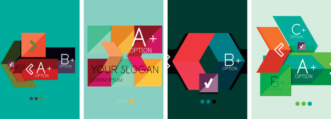 Set of geometric poster backgrounds. Vector illustration For Wallpaper, Banner, Background, Card, Book Illustration, landing page