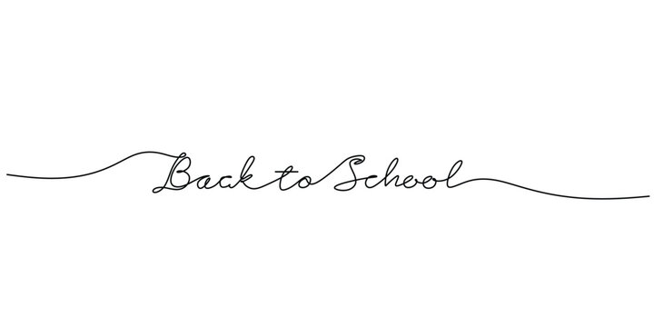 Back to school hand drawn one line drawing lettering. Vector illustration typography minimalist