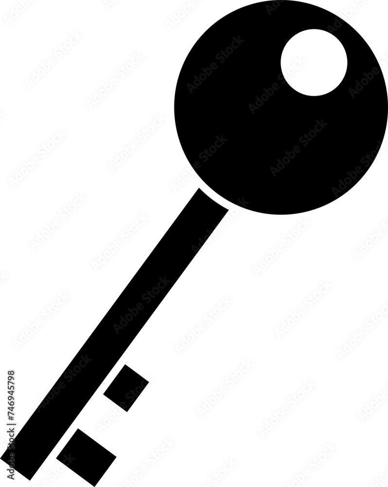 Wall mural isolated black key icon in flat style.