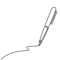 Pen writing continuous line art drawing. Vector illustration one outline minimalist. Student literacy symbol.