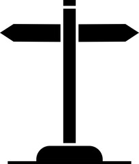 Blank direction signboard icon in black color.
