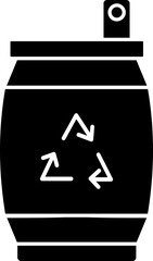 B&W recycling can icon in flat style.