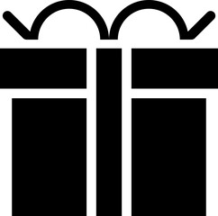 B&W gift box icon in flat style.