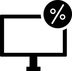 Electronic sale icon with desktop in b&w color.