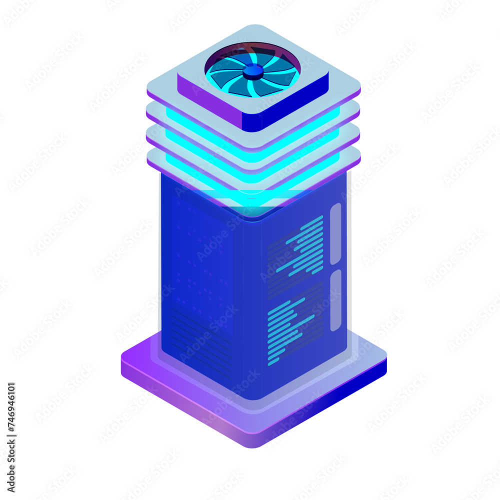 Canvas Prints glossy purple data server on white background.