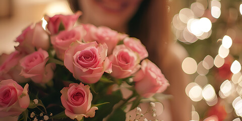 rose, bouquet, flower, hand, pink, trandafir, 