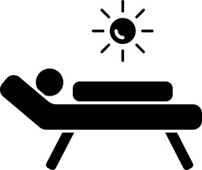 Sun bath icon or symbol in flat style