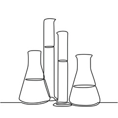 Glassware one line drawing. Continuous single chemistry tools. Minimalist hand drawn.