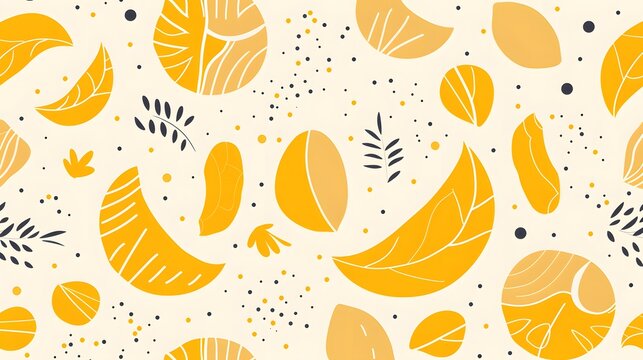 Vibrant Lemon Slice Pattern: Citrus Fruit and Leaves Design