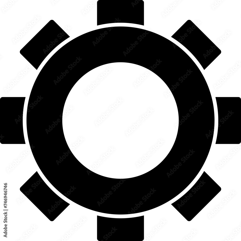 Poster Glyph icon or symbol of setting or cogwheel.