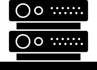 Flat style server icon in b&w color.