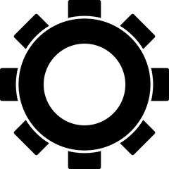 Glyph icon or symbol of setting or cogwheel.