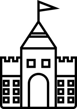 recommend clip art: Black line art sand castle in flat style.