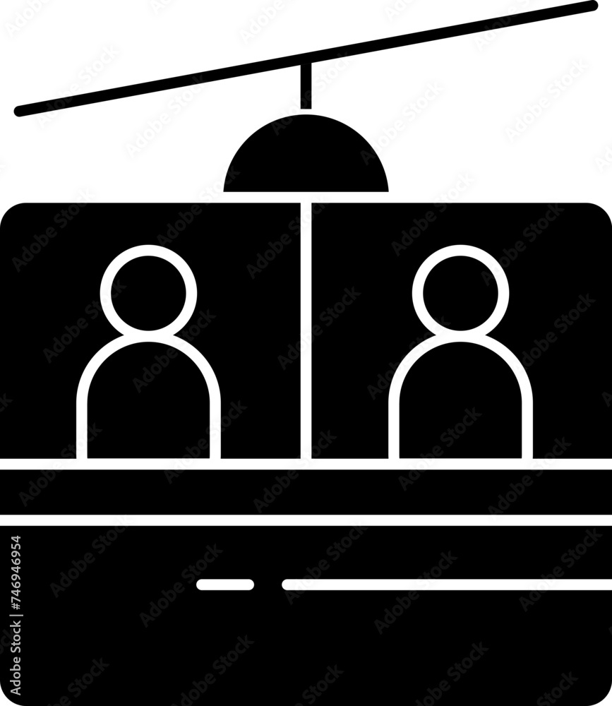 Wall mural Cable car icon or symbol in b&w color.