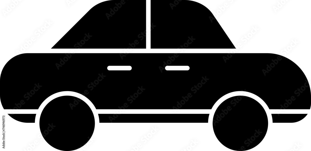 Canvas Prints black taxi car icon in flat style.