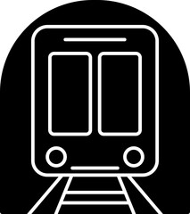 B&W train in flat style. Glyph icon or symbol.