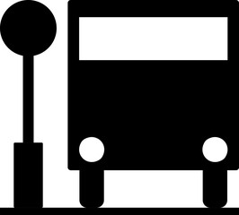 B&W bus stop in flat style. Glyph icon or symbol.