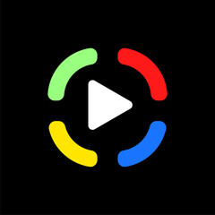 Vector play icon. Video application icon design template. Music player. Line art. Paper origami collection. Application icon design