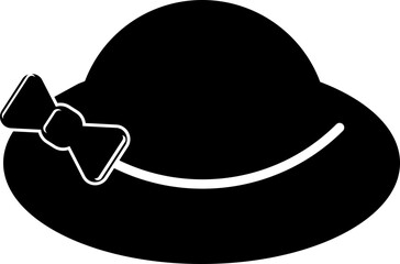 B&W pamela hat icon or symbol.