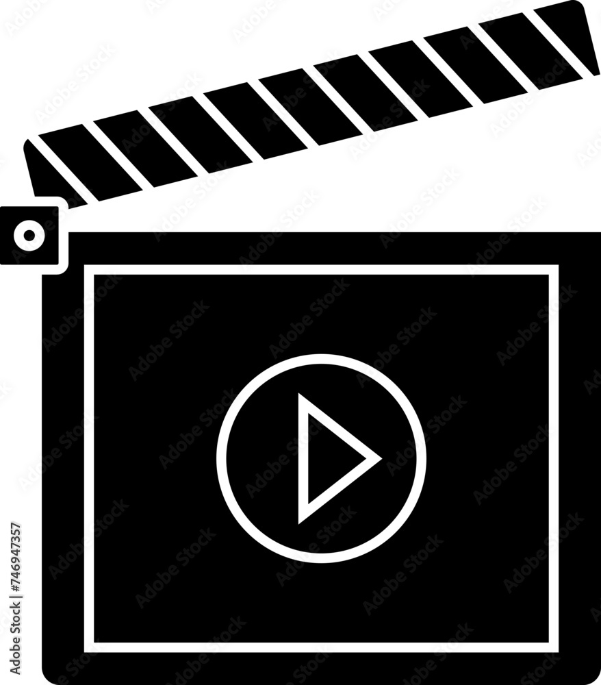 Poster Movie clapper board icon in flat style.