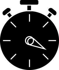 Flat style glyph icon of stopwatch.