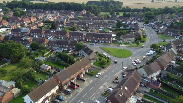 High Angle Time Lapse Footage of Farley Hills Area of Luton City, England UK