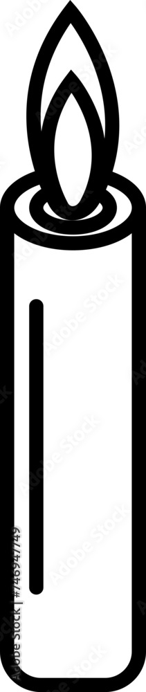 Poster black line art burning candle icon.