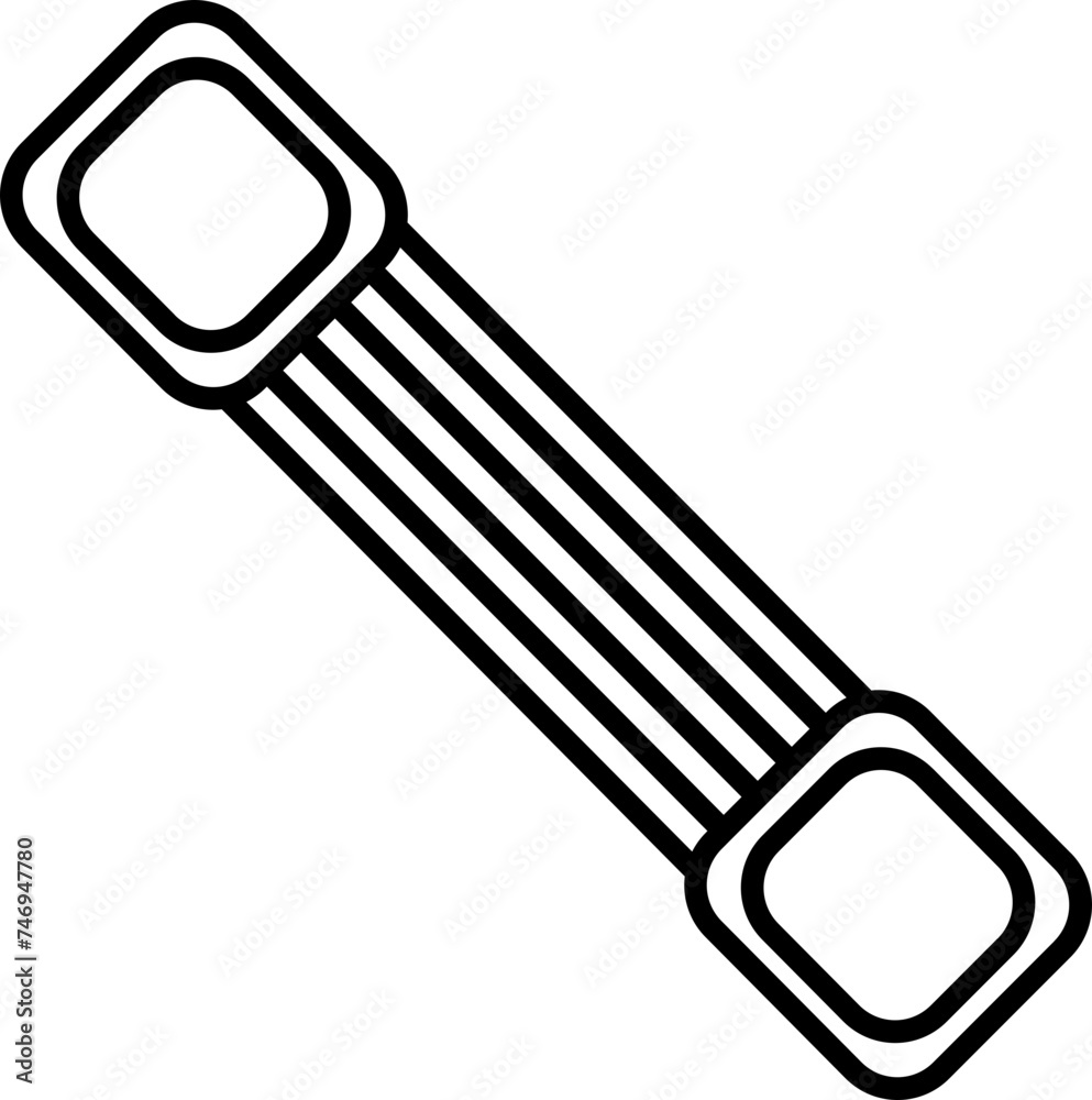 Sticker black line art illustration of a leg stretching belt.