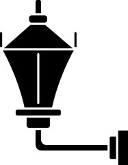 B&W street lamp icon in flat style.