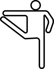 Black line art faceless man holding leg and stretching arm for yoga concept.