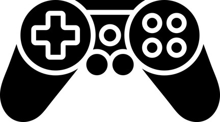 Gamepad or joystick icon in b&w color.