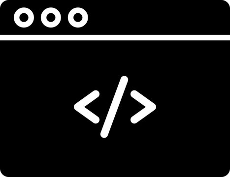 Online coding or programming web page glyph icon.