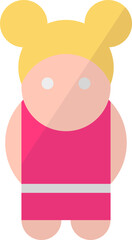 Little girl cartoon character icon in flat style.