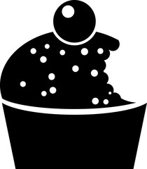 Vector sign or symbol of cupcake in b&w color.