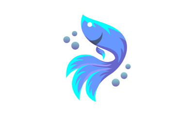 betta fish blue logo vector 
