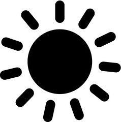 B&W sun icon in flat style.