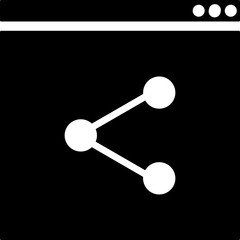 Website sharing icon in b&w color.